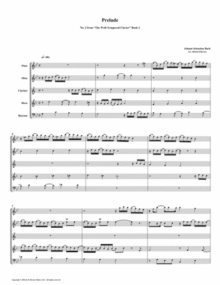 Prelude 02 from Well-Tempered Clavier, Book 2 (Woodwind Quintet)