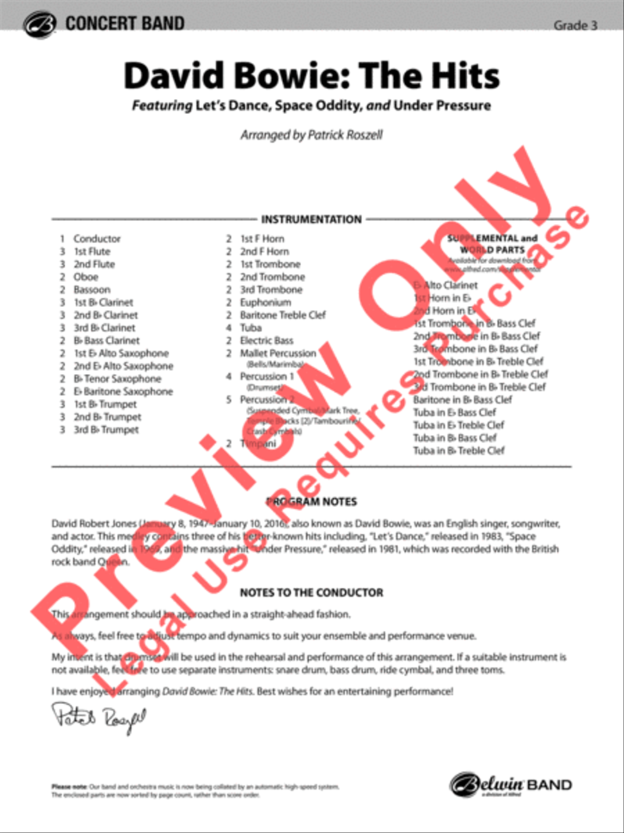 David Bowie -- The Hits David Bowie -- The Hits Concert Band scores gallery preview page 2
