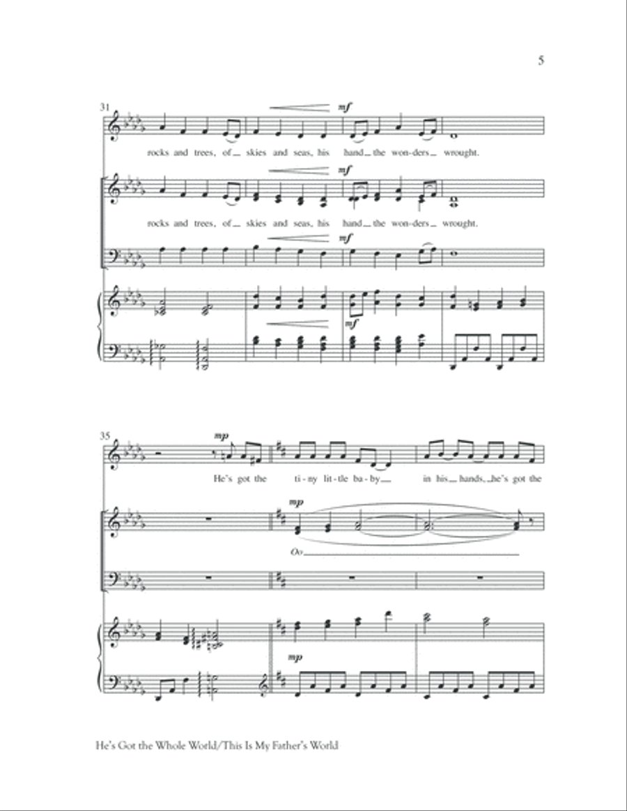 He's Got the Whole World with This Is My Father's World He's Got the Whole World with This Is My Father's World Unison Choir scores gallery preview page 6