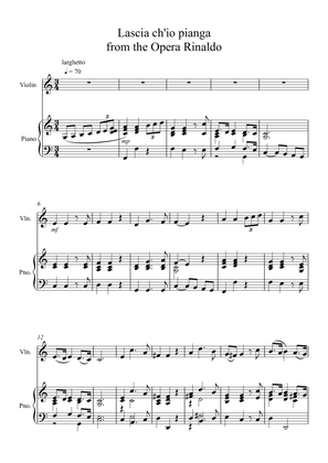Lascia ch'io pianga from Rinaldo by Handel for Violin and Piano