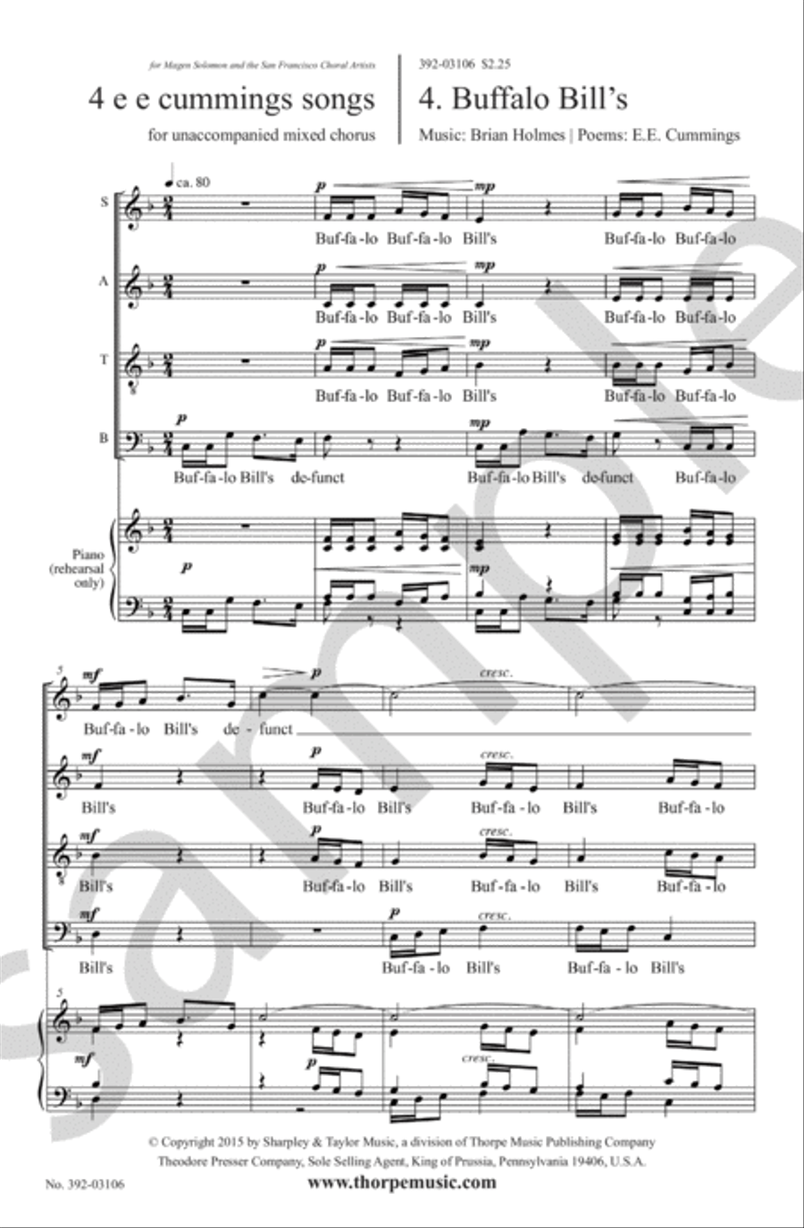 4 e e cummings Songs 4-Part scores gallery preview page 3