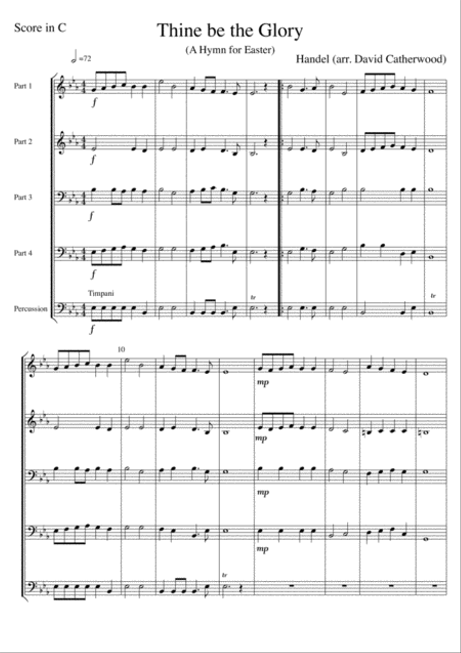 Thine be the Glory - A Hymn for Easter by Handel Arranged for Flexible Ensemble by David Catherwood Concert Band scores gallery preview page 1