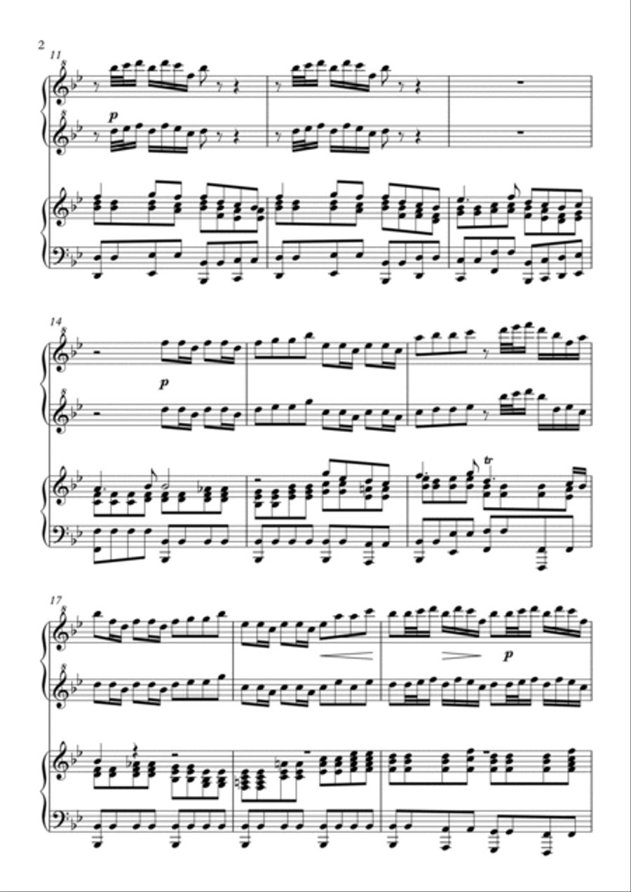 Sheep May Safely Graze (BWV 208) by JS Bach - arranged for Piano Duet 1 Piano, 4-Hands scores gallery preview page 2