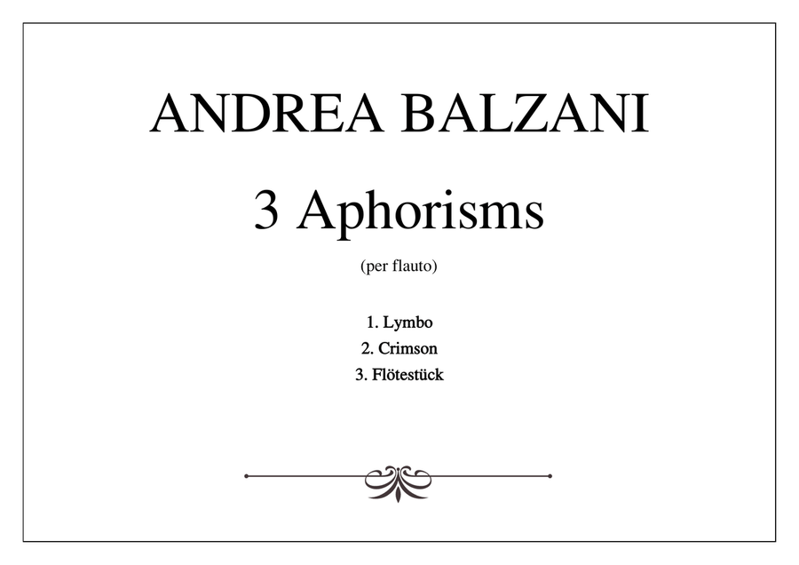 Book cover for 🎼 Tre Aphorisms [FLUTE SCORE] (Collection)