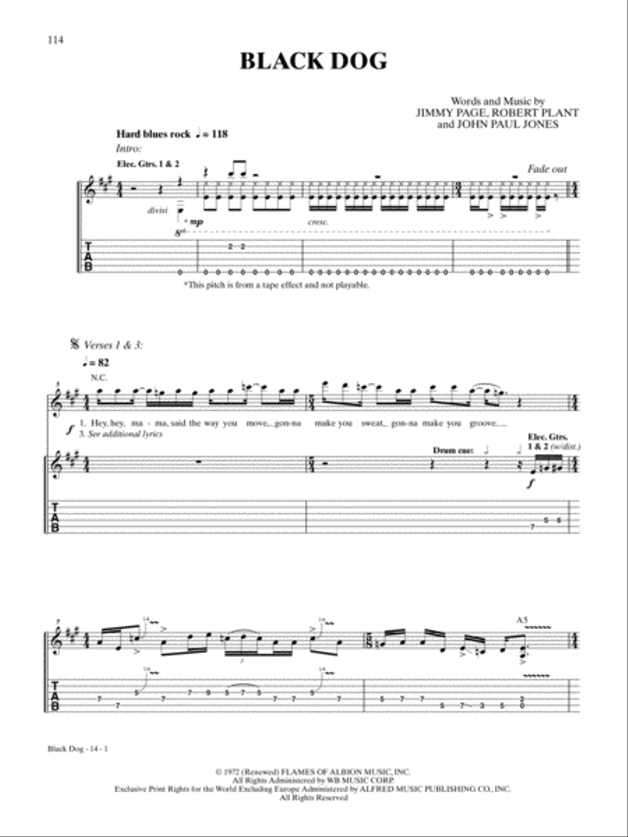 Black Dog Guitar Tablature scores gallery preview page 1