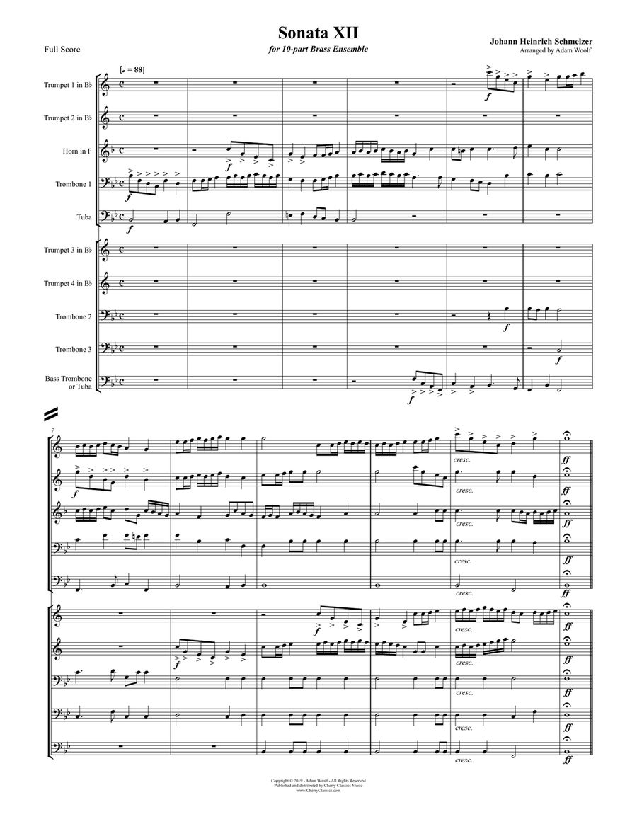 Sonata XII for 10-part Brass Ensemble Brass Ensemble scores gallery preview page 1
