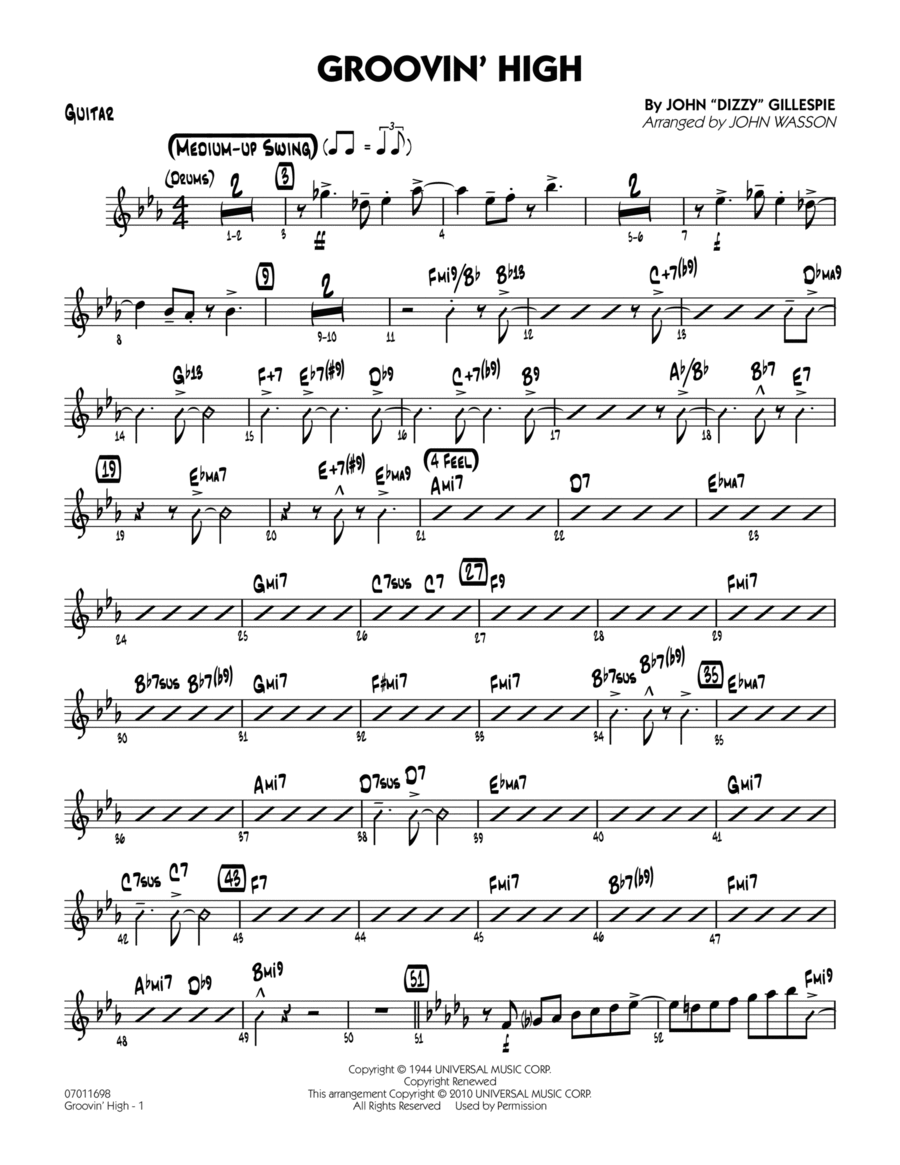 Groovin' High - Guitar Groovin' High - Guitar Part scores gallery preview page 1
