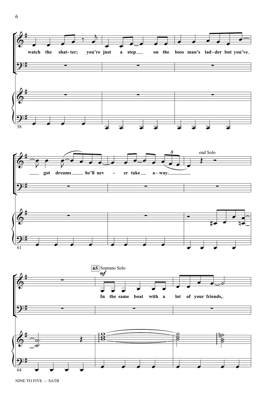 Nine To Five (arr. Ed Lojeski) 4-Part scores gallery preview page 6