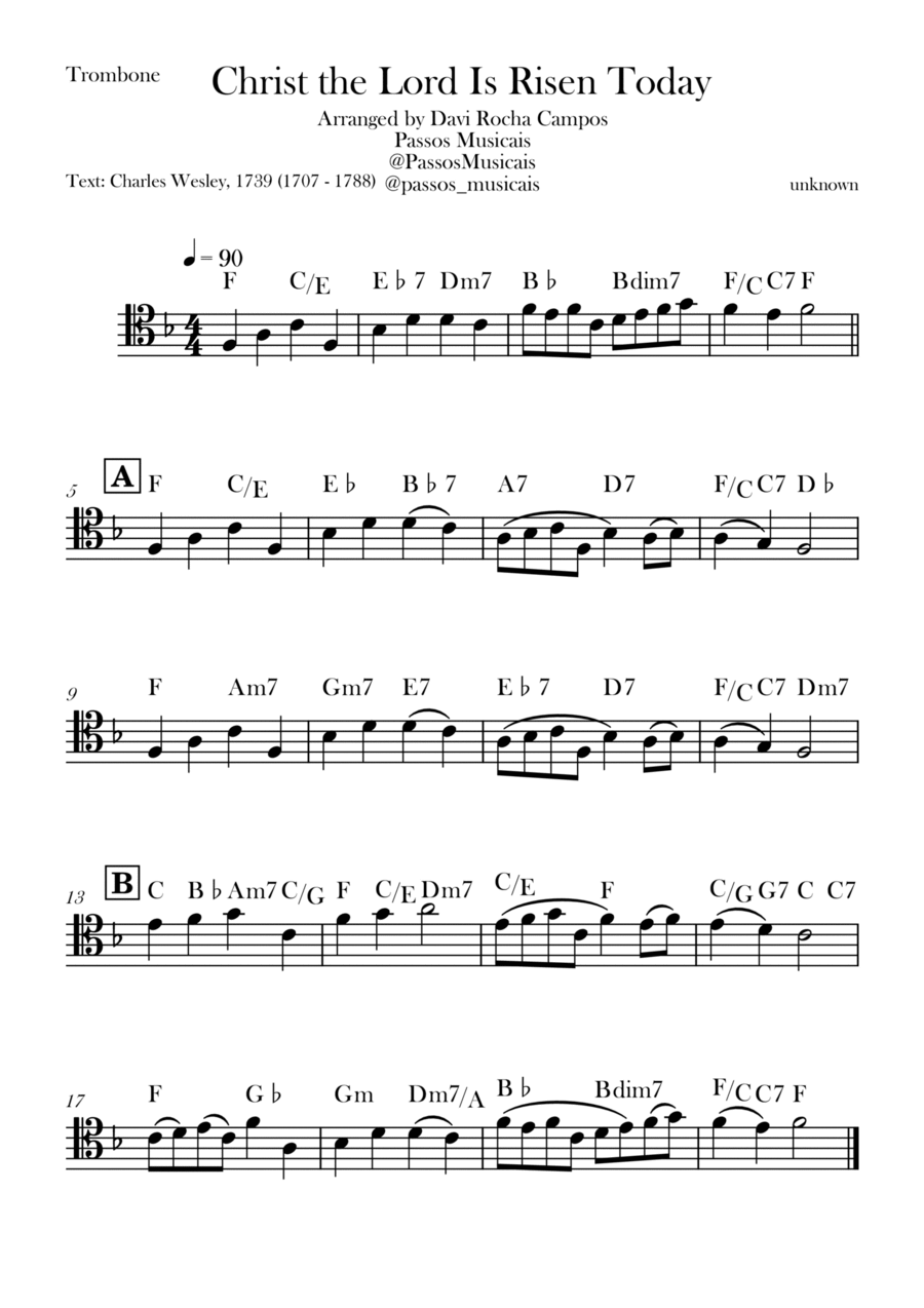 Christ the Lord is Rises today Trombone Solo scores gallery preview page 1