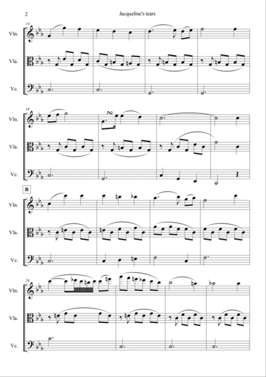 Jacqueline's Tears String Trio scores gallery preview page 2