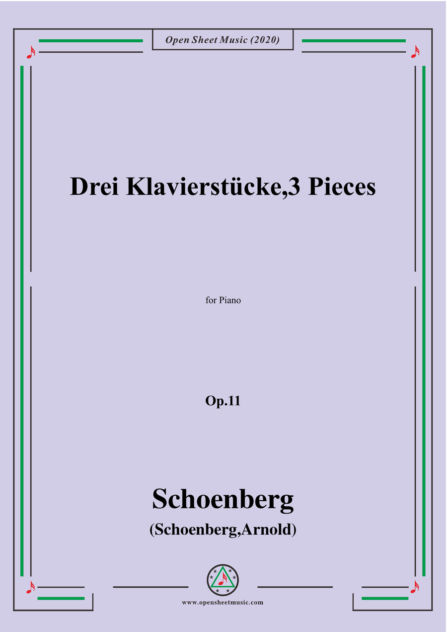 Schoenberg-Drei Klavierstücke,3 Pieces,Op.11,for Piano Piano Solo scores gallery preview page 1