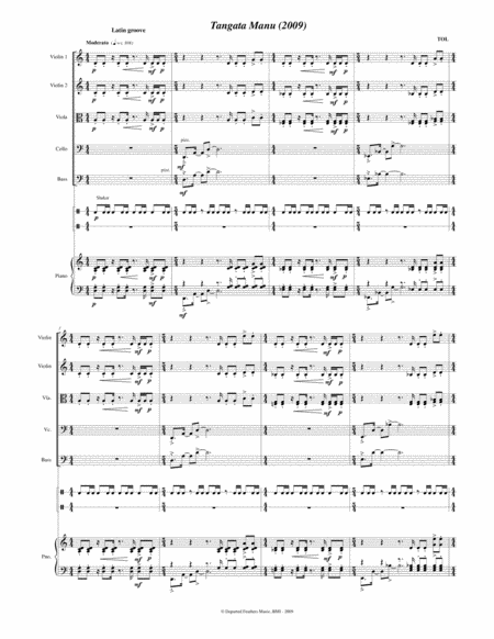 Tangata Manu (2009) for piano, percussion and string quintet