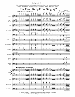 How Can I Keep from Singing? (Downloadable TTBB Chamber Version Full Score)