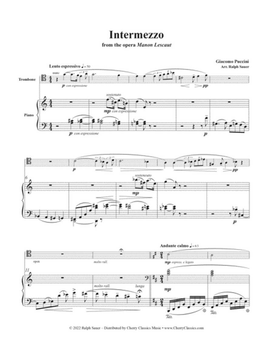 Intermezzo from the opera Manon Lescaut for Trombone and Piano