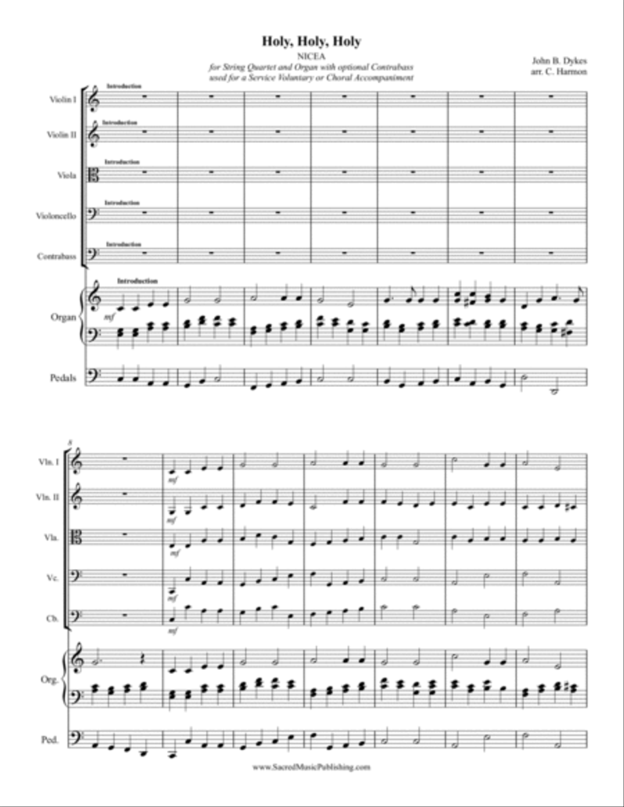 Holy, Holy, Holy - String Quartet and Organ String Quartet scores gallery preview page 2