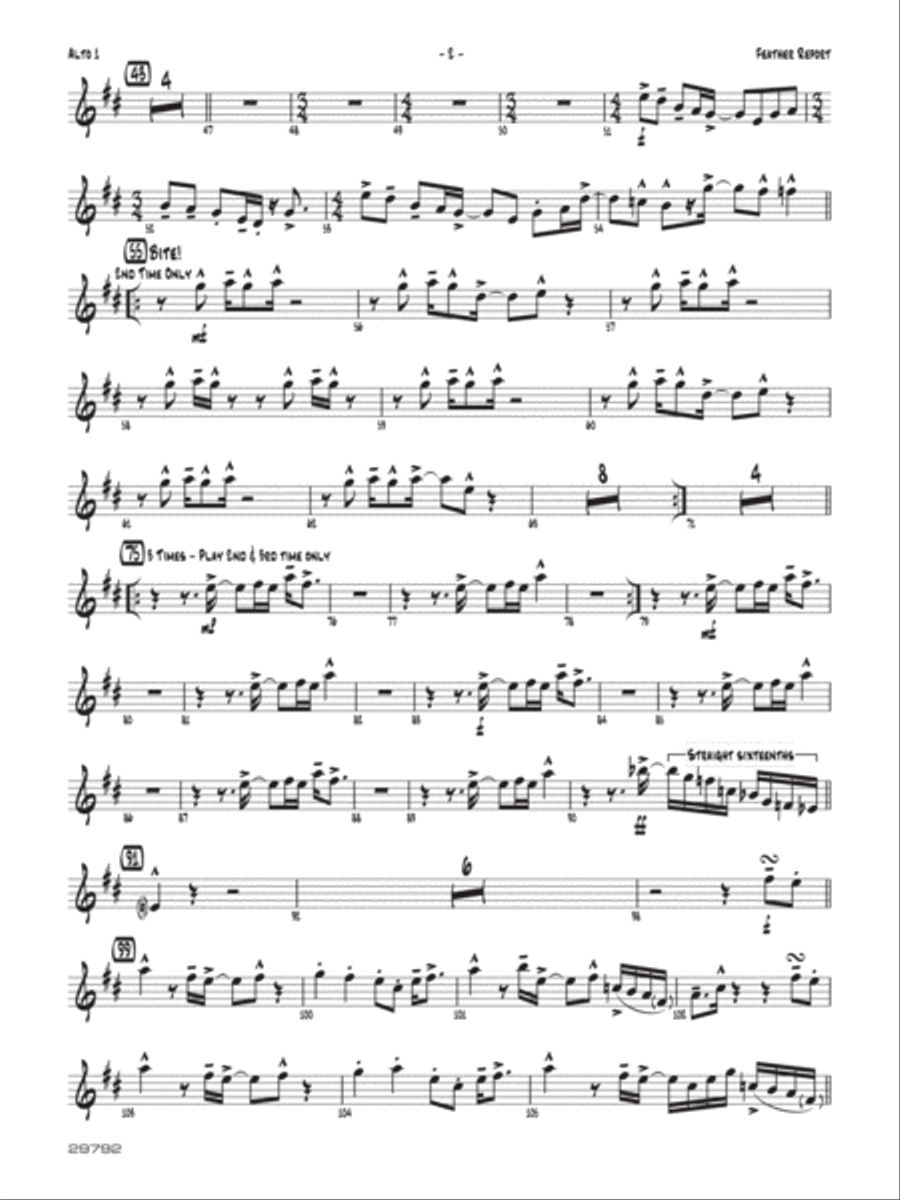 Feather Report: E-flat Alto Saxophone Jazz Ensemble scores gallery preview page 2