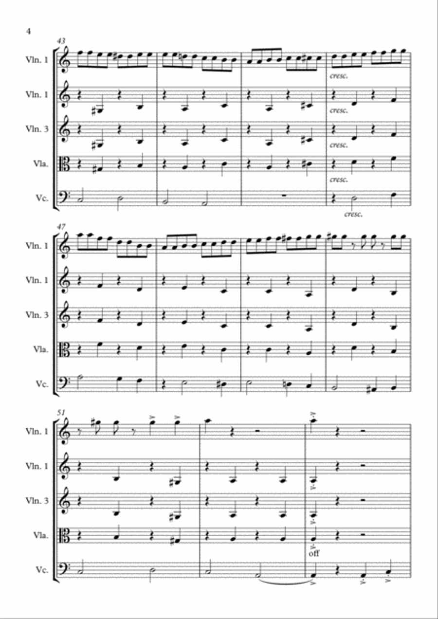 Tetris Video Game Main Theme String Quartet scores gallery preview page 4