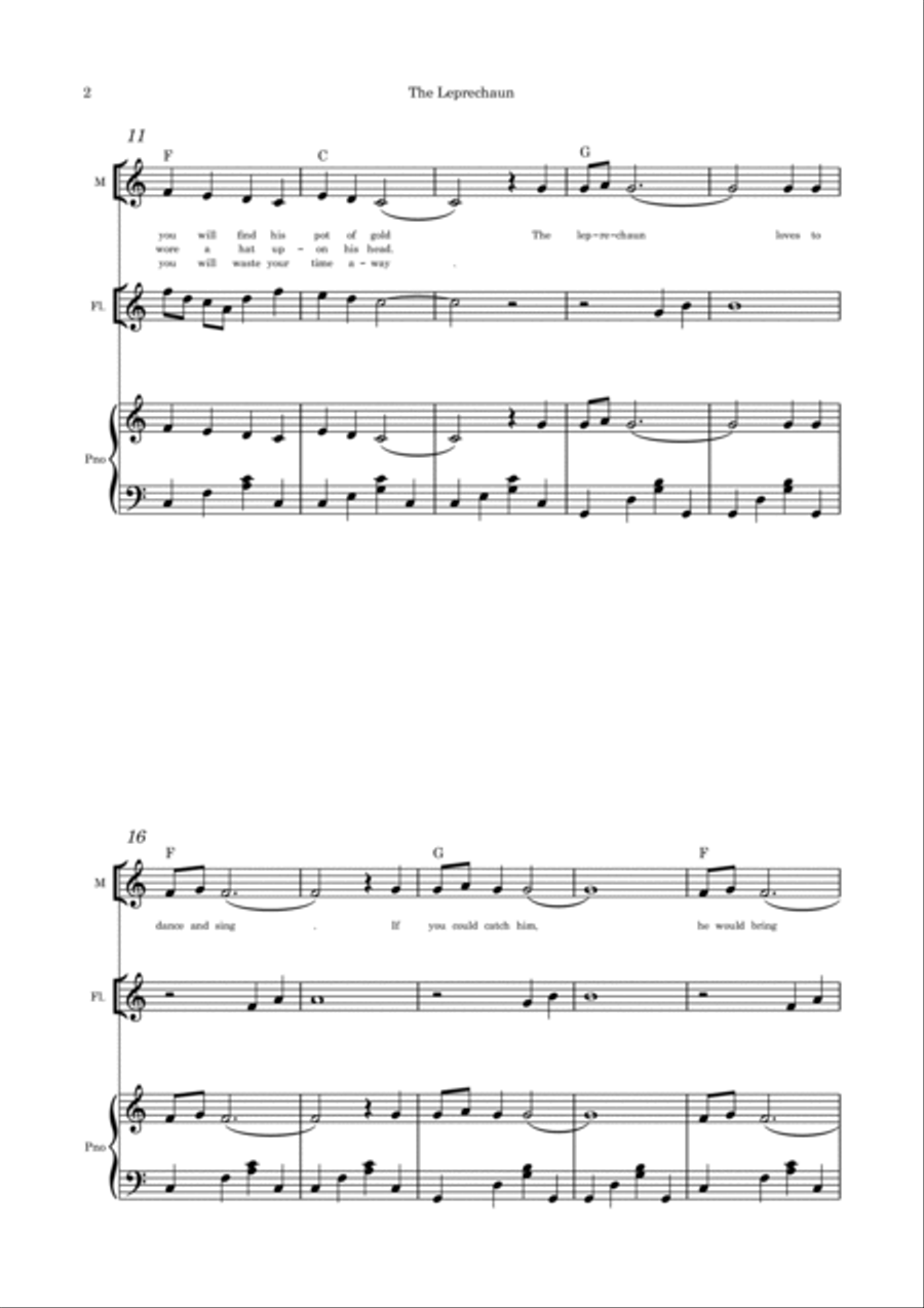 The Leprechaun - solo flute and piano Flute Solo scores gallery preview page 2