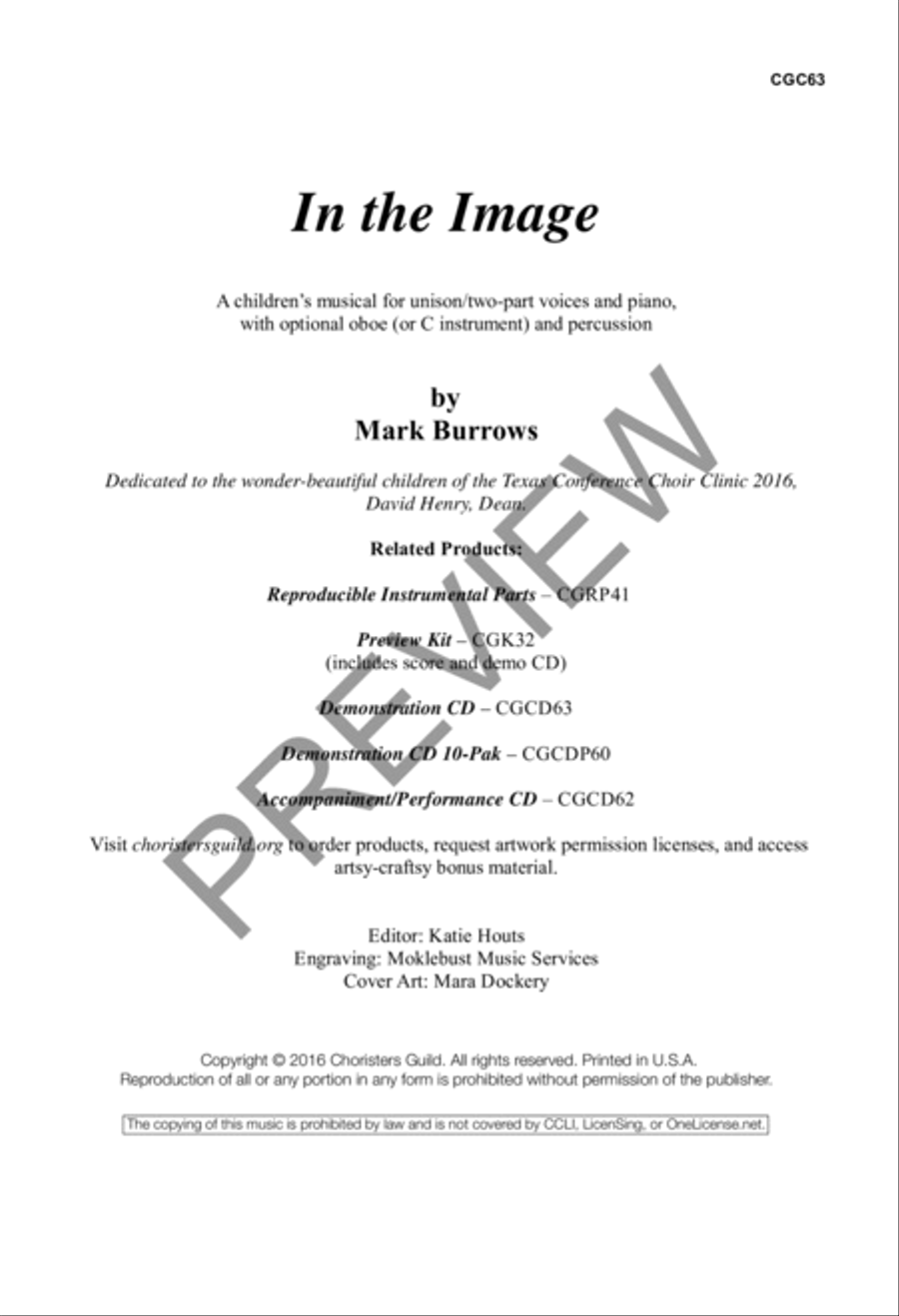 In the Image Preview Kit (Score & CD) Unison Choir scores gallery preview page 2