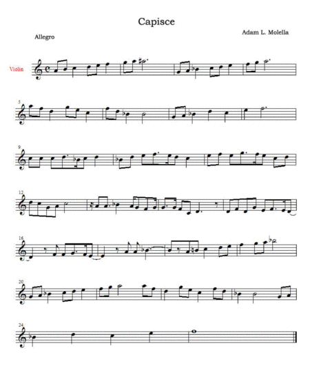 A song that starts with the enitire A minor scale : Capisce , Violin Solo image number null