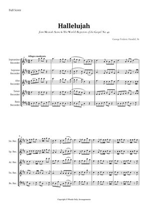 Hallelujah from Messiah by Handel for Recorder Quintet