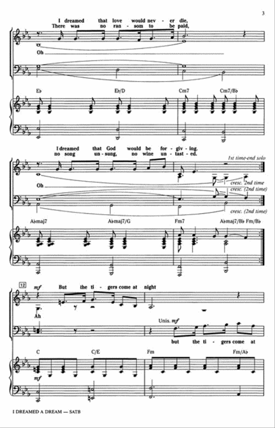 I Dreamed a Dream I Dreamed a Dream 4-Part scores gallery preview page 3