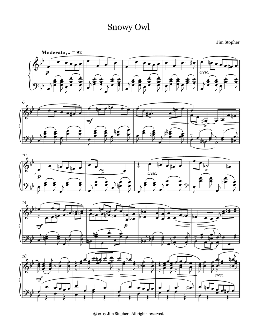 Snowy Owl Piano Solo scores gallery preview page 1