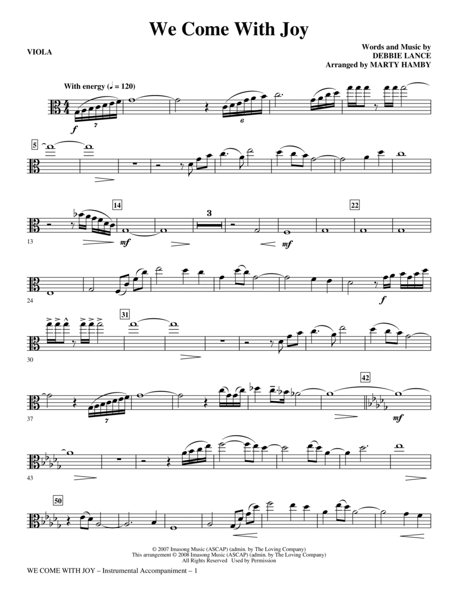 We Come with Joy (arr. Marty Hamby) - Viola Choir scores gallery preview page 1