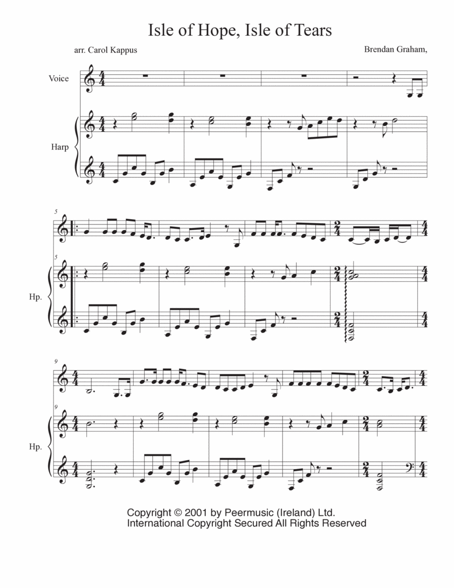 Isle Of Hope, Isle Of Tears Celtic Harp scores gallery preview page 1
