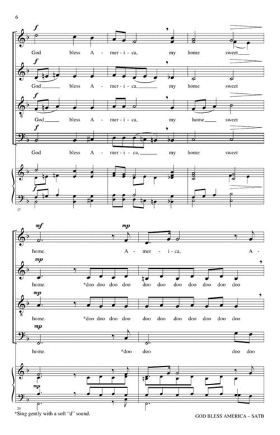 God Bless America 4-Part scores gallery preview page 4