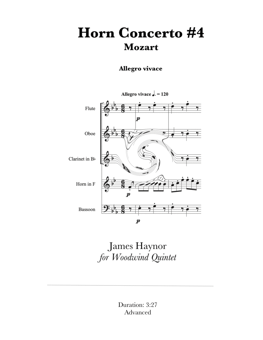 Horn Concerto #4 Finale for Woodwind Quintet Woodwind Quintet scores gallery preview page 1
