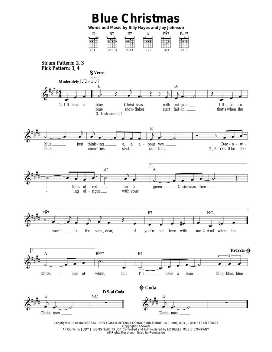 Blue Christmas Acoustic Guitar scores gallery preview page 1