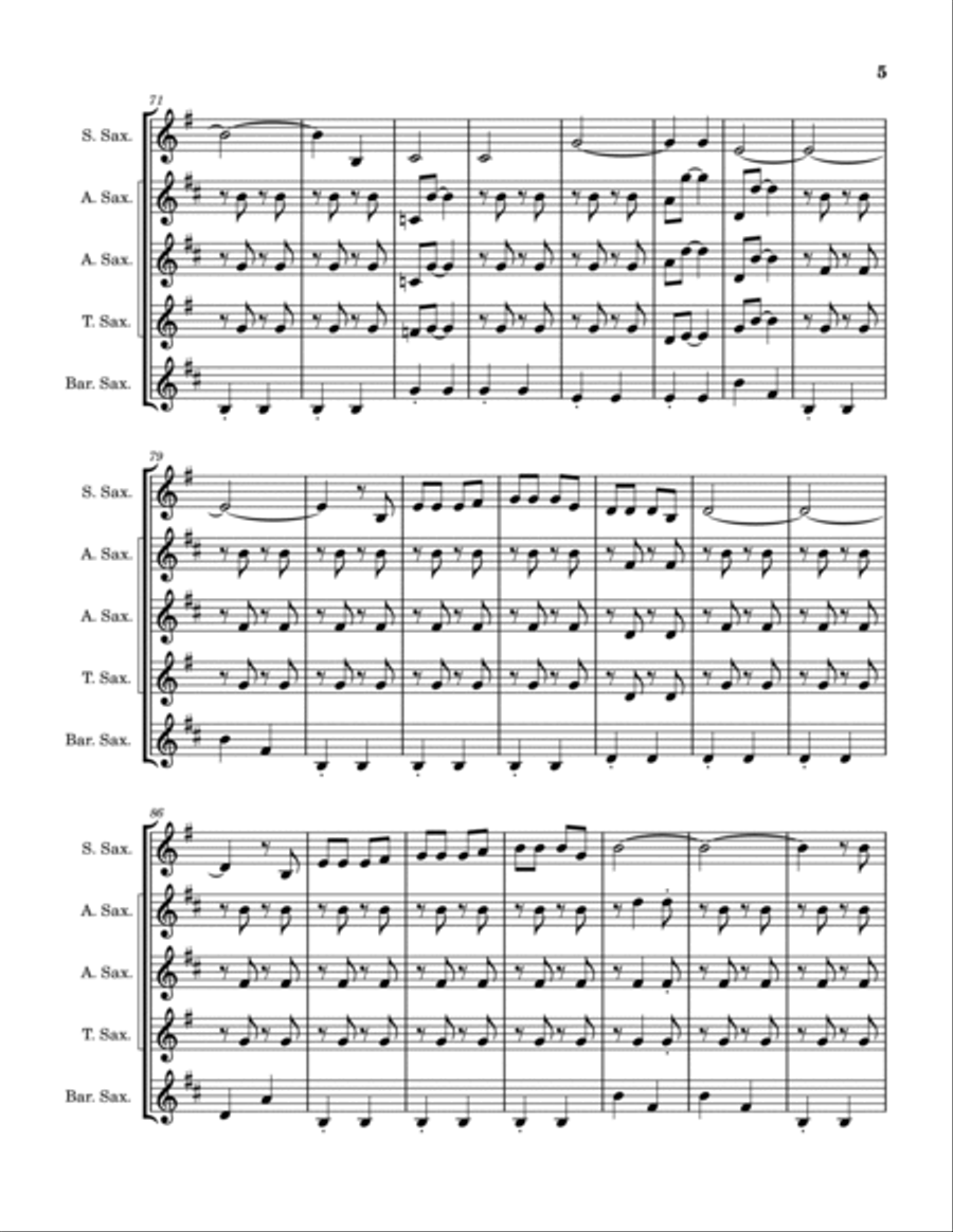 (Ghost) Riders In The Sky (A Cowboy Legend) Saxophone Quintet scores gallery preview page 6