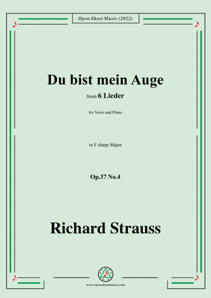 Book cover for Richard Strauss-Du bist mein Auge,in F sharp Major,Op.37 No.4
