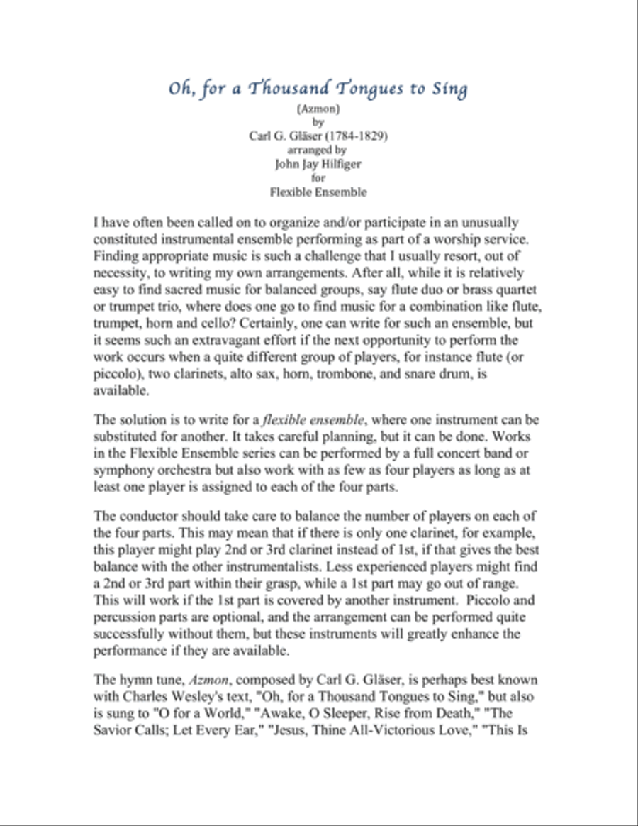 Oh, for a Thousand Tongues to Sing Concert Band scores gallery preview page 2