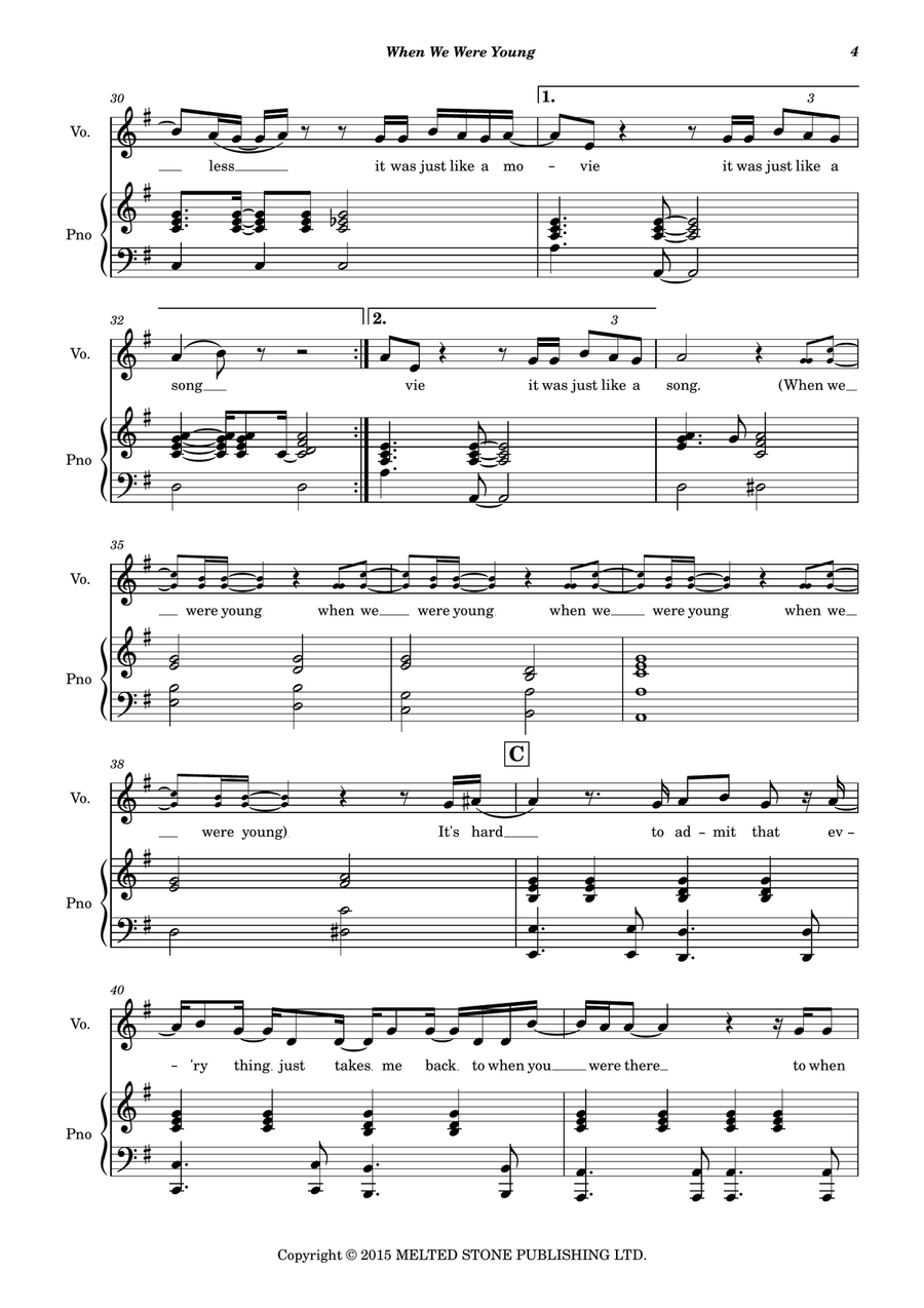 When We Were Young Piano, Vocal scores gallery preview page 5