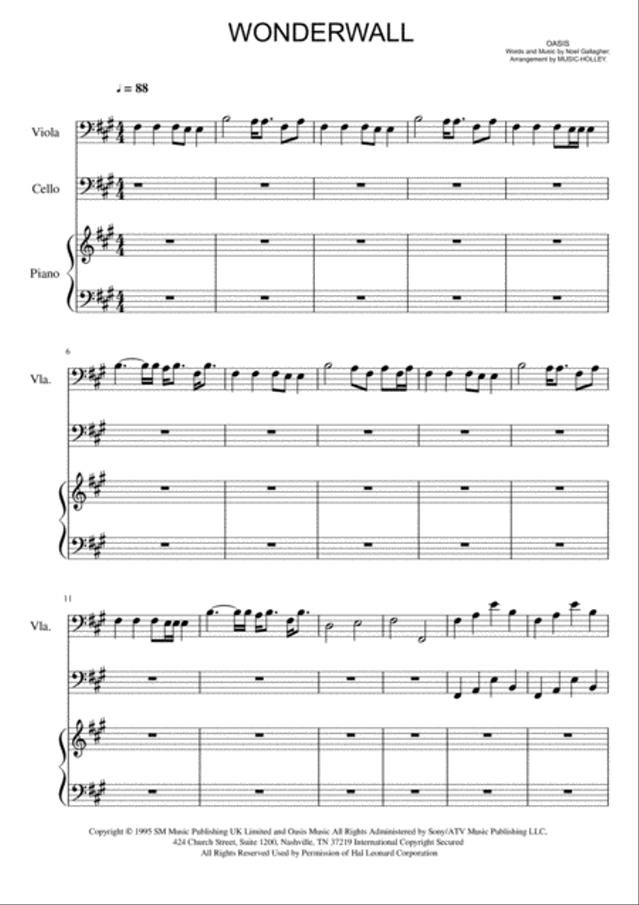 Wonderwall Wonderwall Small Ensemble scores gallery preview page 1