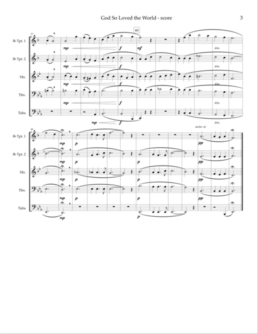 God So Loved the World - brass quintet Brass Quintet scores gallery preview page 5