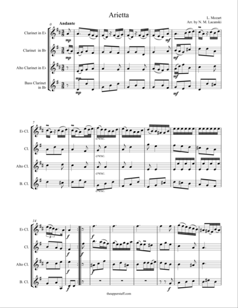 Arietta Clarinet Quartet scores gallery preview page 1