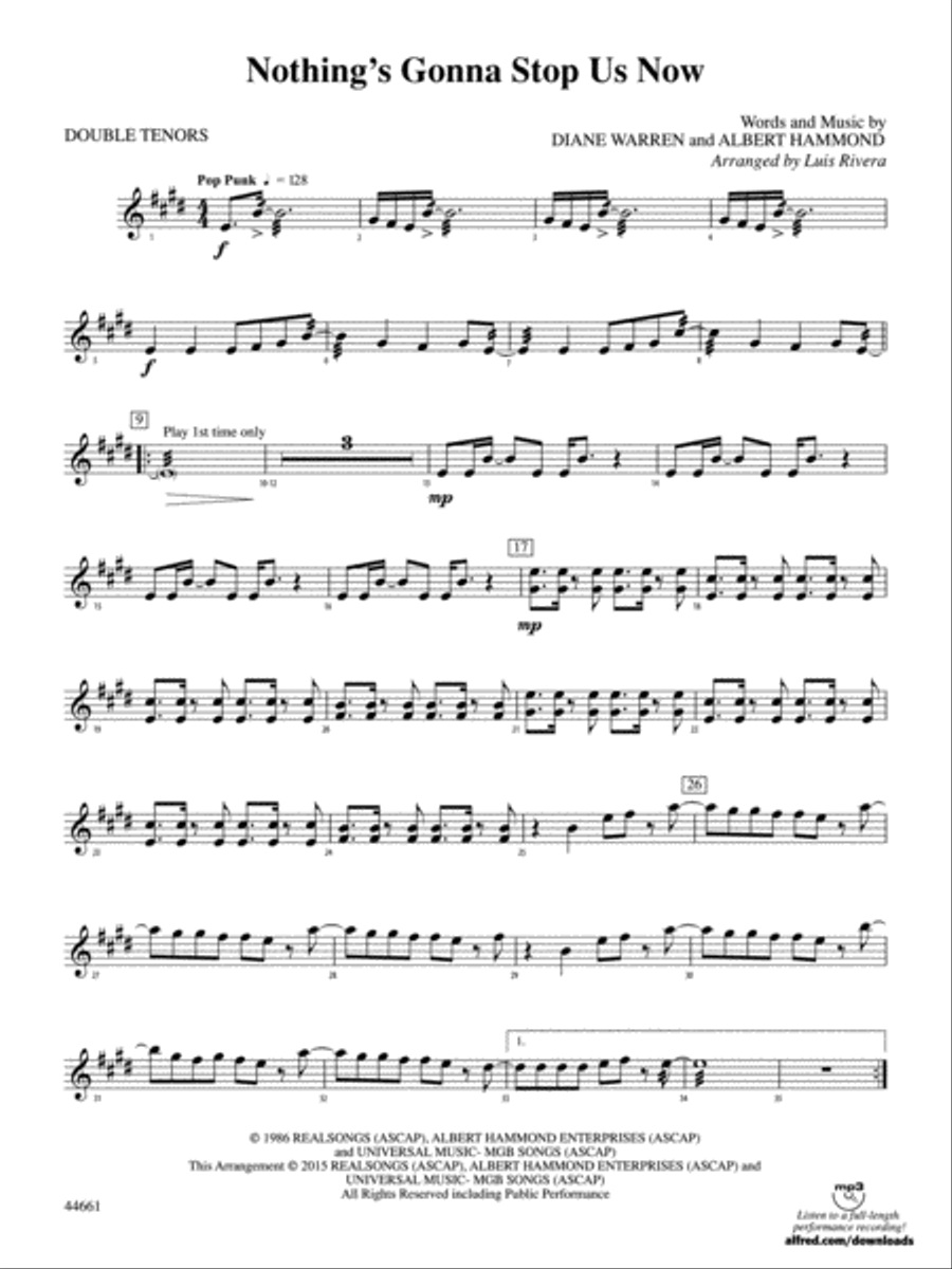 Nothing's Gonna Stop Us Now: 2nd Percussion Percussion scores gallery preview page 1