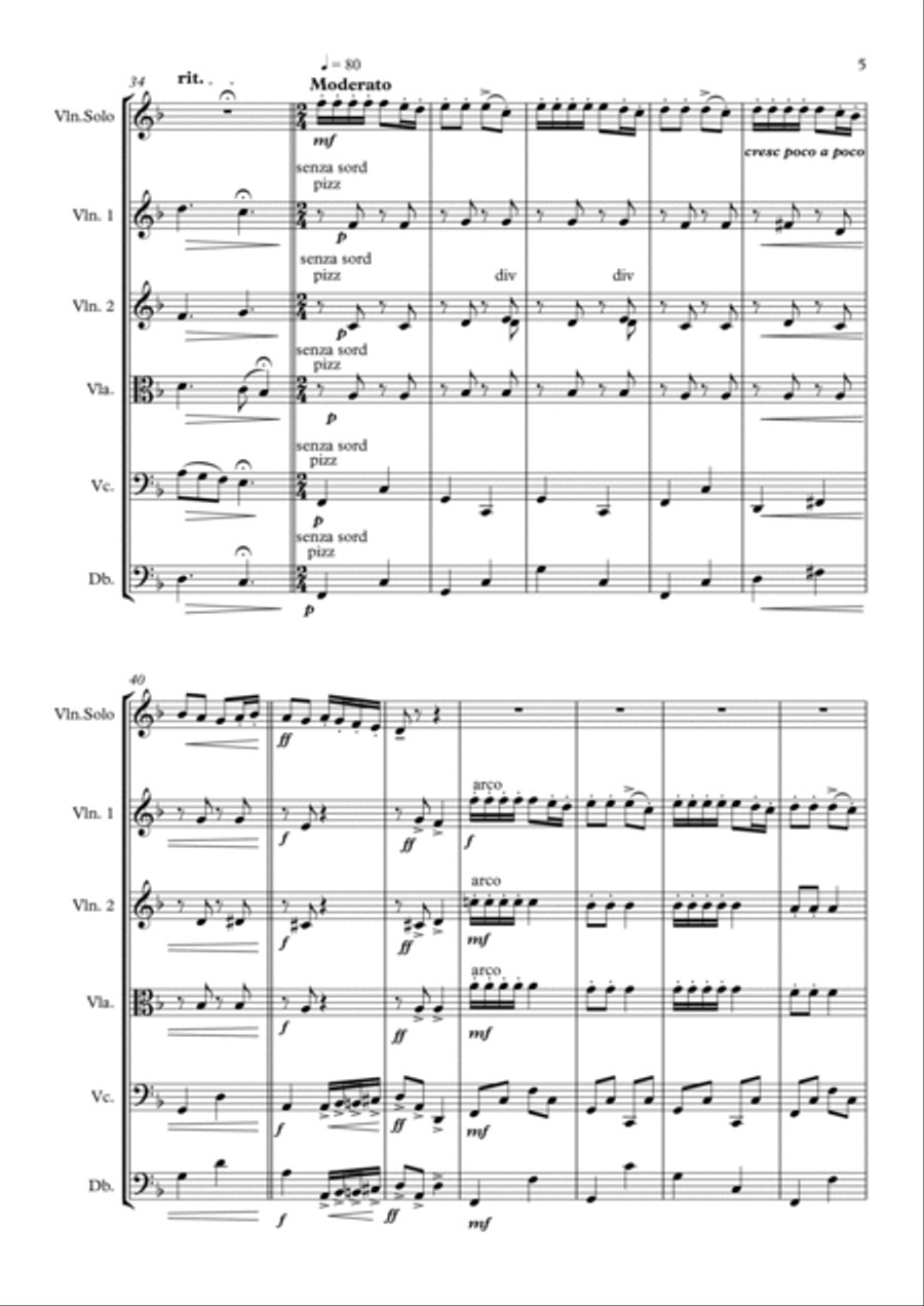 Andante For Solo Violin and Strings (Standard Arrangement)