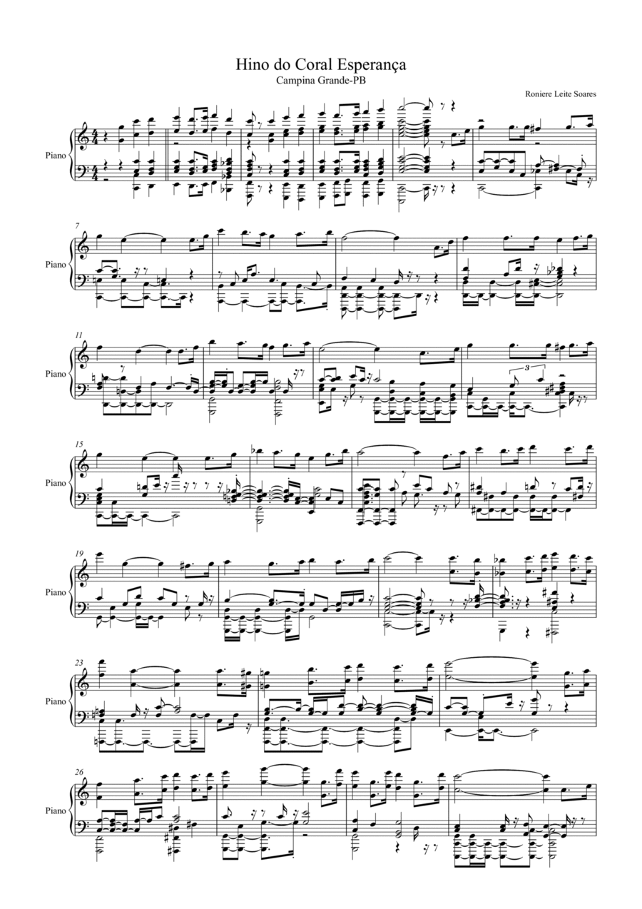 Hino do Coral Esperança Piano Method scores gallery preview page 1