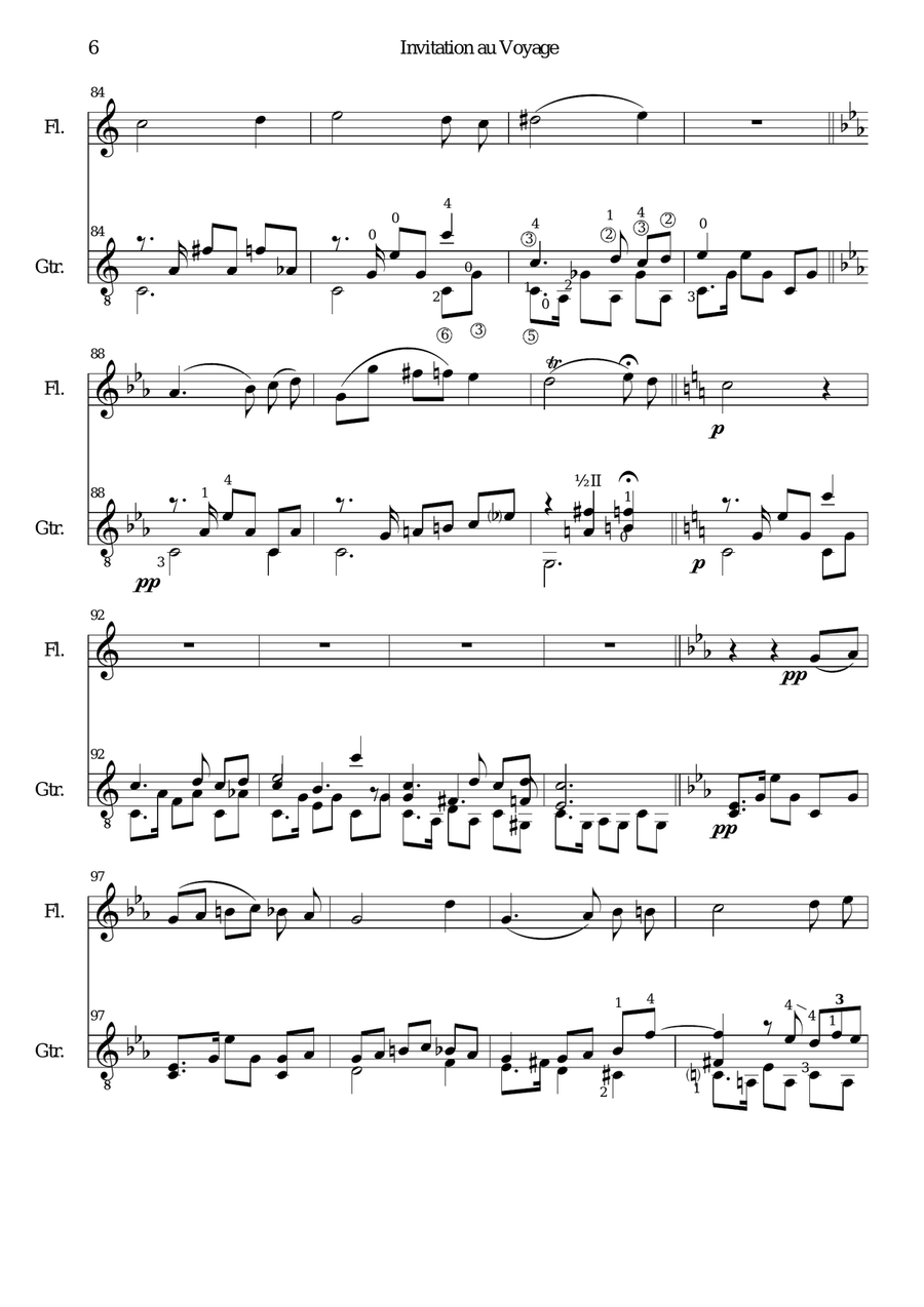 Invitation to the journey (Diepenbrock) for flute and guitar Flute scores gallery preview page 6