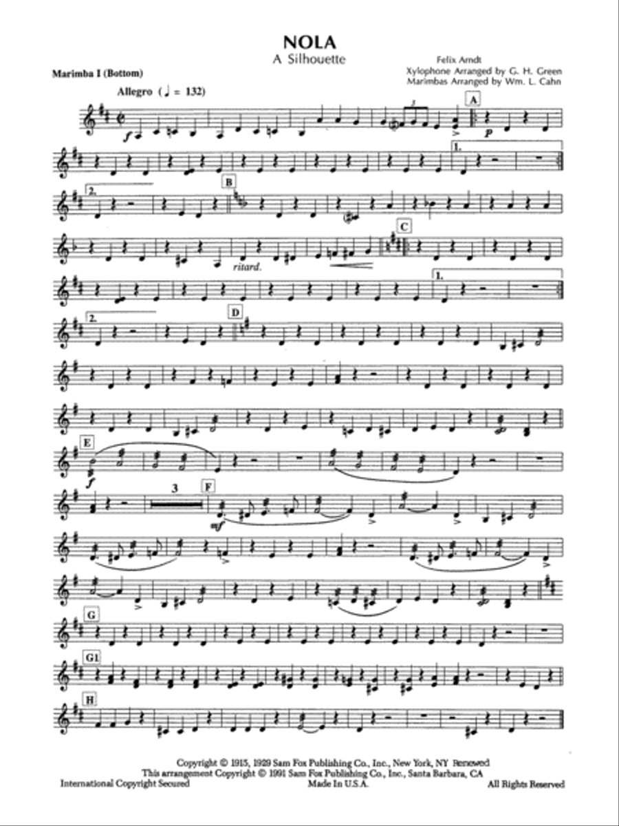 Nola: M1B Nola: M1B Percussion Ensemble scores gallery preview page 1