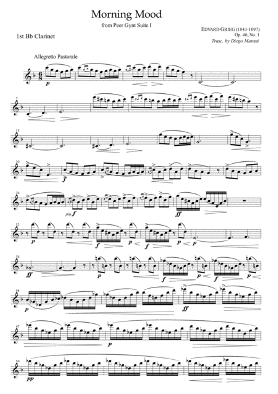 Peer Gynt Suite I for Clarinet Quartet Clarinet Quartet scores gallery preview page 1