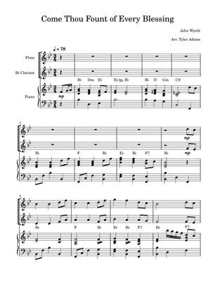 Come Thou Fount of Every Blessing (Flute and Clarinet Duet)