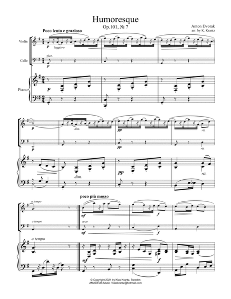Humoresque op. 101 no. 7 for easy piano trio image number null