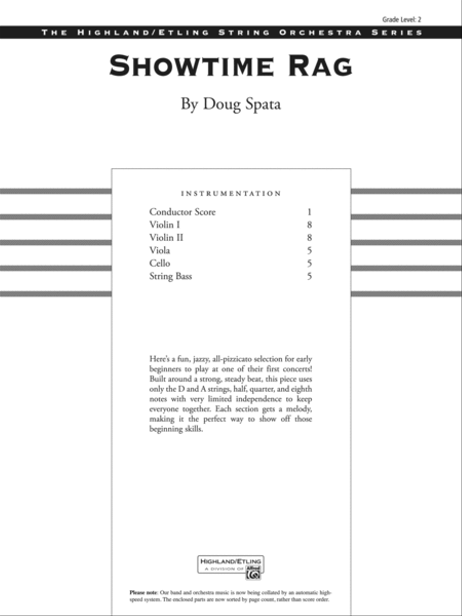 Showtime Rag: Score String Orchestra scores gallery preview page 1