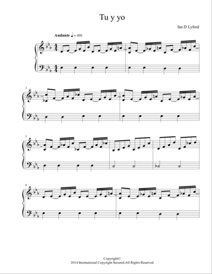 TU Y YO Piano Solo scores gallery preview page 1
