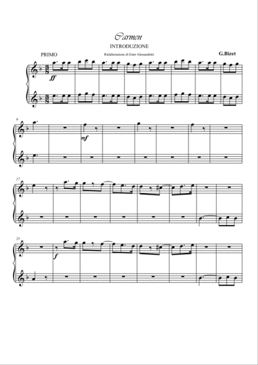 Introduction from Bizet's Carmen. Piano 4 hands Piano Method scores gallery preview page 4